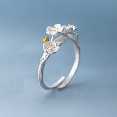 Arrival Elegant 925 Sterling Silver Plum Flower Rings