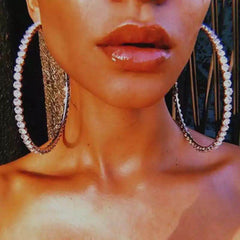 Sexy Rhinestone Large Round Earrings