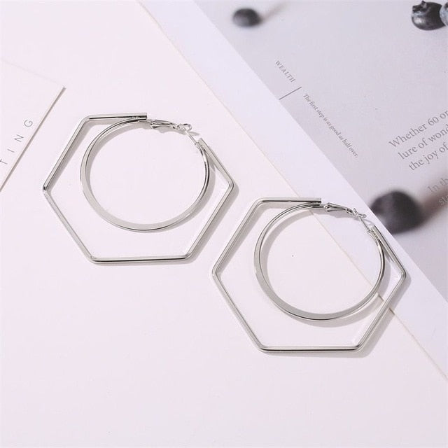 Trendy Oversize Geometric Big Hoop Earrings