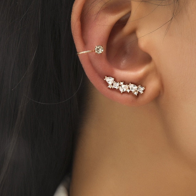 Not Piercing Crystal Rhinestone Ear Cuff Earrings