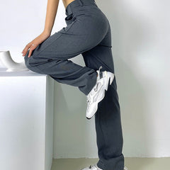 Womens High Waist Straight Pants