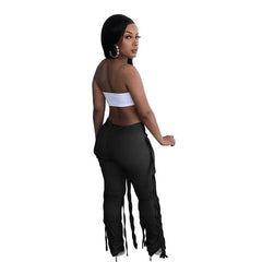 Long Pants Jeans Tassel Skinny Fitness High Waist Streetwear Summer Clothes For Outfit