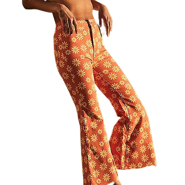 High Waist Streetwear Trousers Orange Vintage E Girl Aesthetic Pants