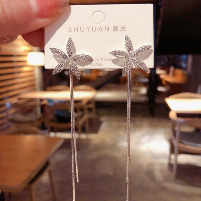 Vintage Glossy Arc Bar Long Thread Tassel Drop Earrings