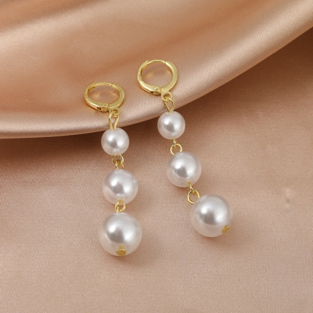 Vintage Glossy Arc Bar Long Thread Tassel Drop Earrings