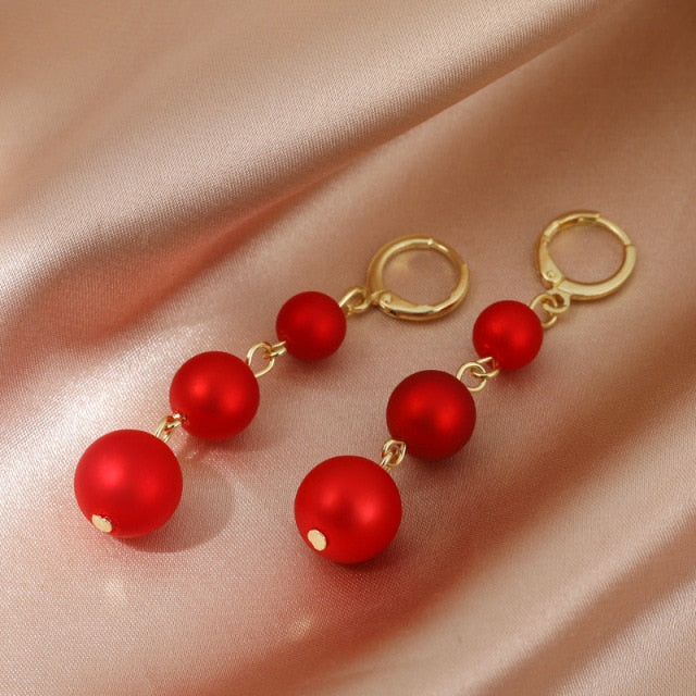 Vintage Glossy Arc Bar Long Thread Tassel Drop Earrings