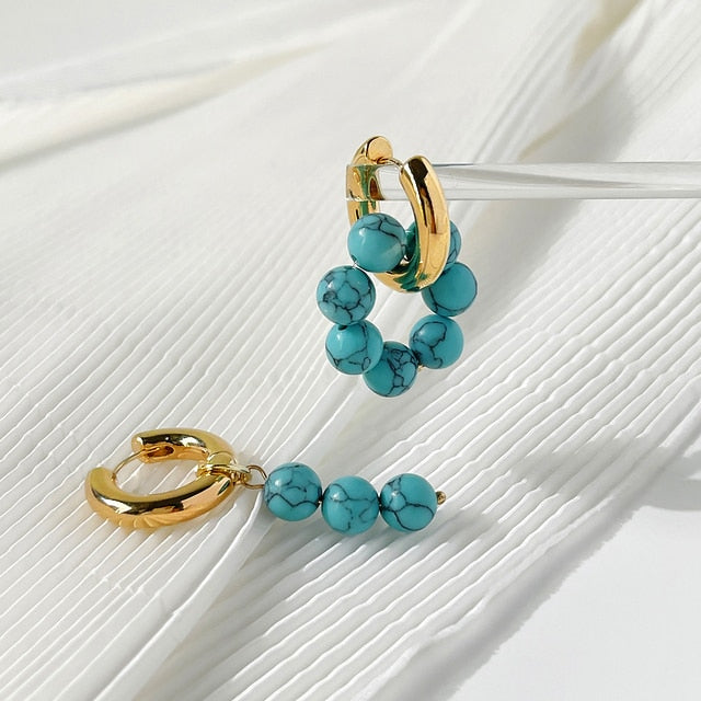 Asymmetric Natural Freshwater Pearl Hanging Earrings