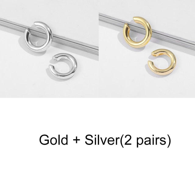 Punk Rock Gold Color Clip Earrings