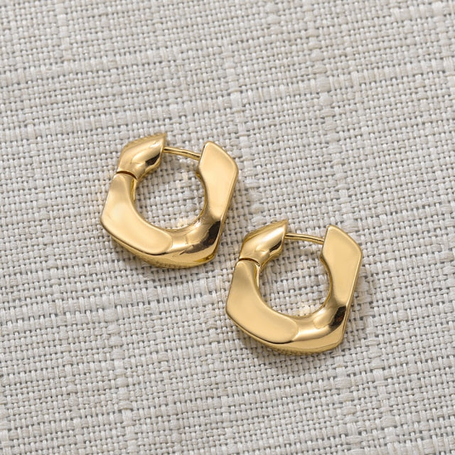 Punk Rock Gold Color Clip Earrings