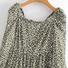 Womens Square Neck  Dot Print Dress