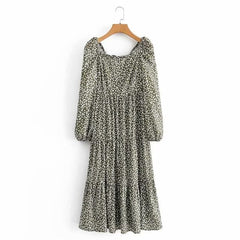 Womens Square Neck  Dot Print Dress