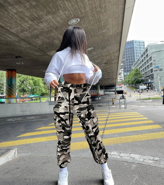 Hight Waist Trousers Camo Cargo Pants Sweatpants Casual Sportwear