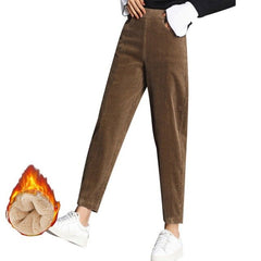 Winter Thick Lambskin Cashmere Pants Warm Female Casual Cotton Pants Loose Harlan Long Trousers Plus Size S-3XL