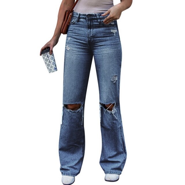 Fashion Jeans High Waist Straight Denim Mom Pants