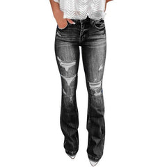 Flare Jeans Pants Vintage Denim Ladies Jeans High Waist Fashion Stretch Pocket Trousers Wide Leg Jeans Plus Size