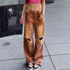 90s Vintage Streetwear Brown Jeans
