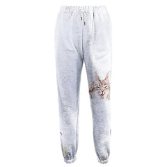 Cartoon Print Bandage Graphic Drawstring Haren Pants Sexy Wide Leg Elastic Waist Pants Leggings