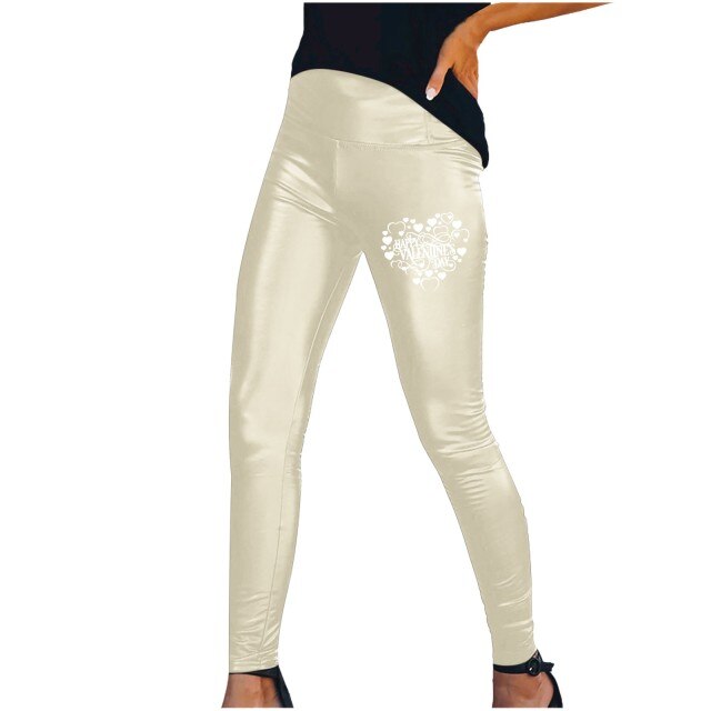 Hot Sexy Black Green Wine Navy Beige Leather Leggings Slim Shiny Pants S-3XL female Valentine&#39;s Day