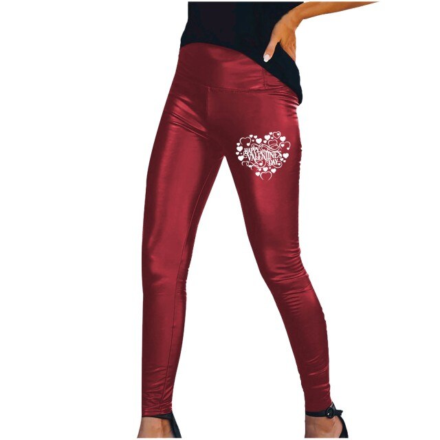 Hot Sexy Black Green Wine Navy Beige Leather Leggings Slim Shiny Pants S-3XL female Valentine&#39;s Day