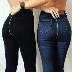 High Waist Skinny Jeans With Zipper In The Back Vintage Push Up Black Jeans Femme Fitness Denim Pants Streetwear Leggings