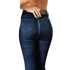 High Waist Skinny Jeans With Zipper In The Back Vintage Push Up Black Jeans Femme Fitness Denim Pants Streetwear Leggings