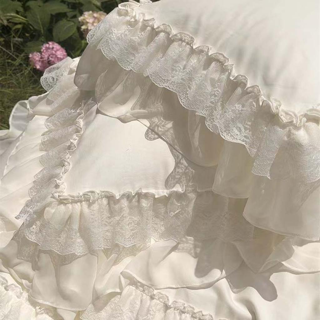 Purple Princess Style Chiffon Ruffled Bedding Set