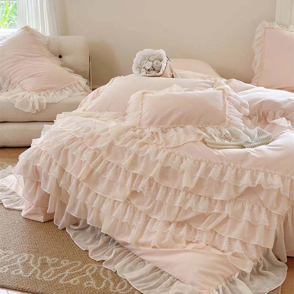 Purple Princess Style Chiffon Ruffled Bedding Set