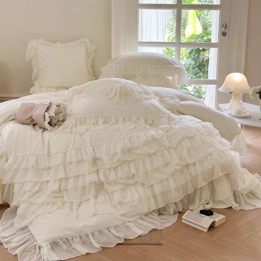 Purple Princess Style Chiffon Ruffled Bedding Set