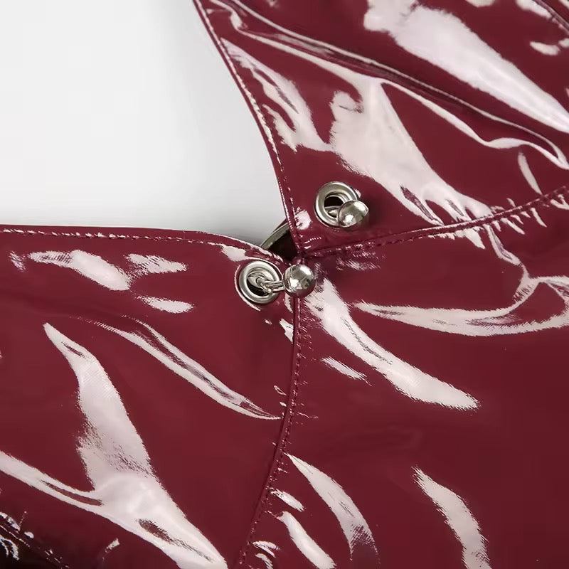 Y2K Red Leather Crop Top