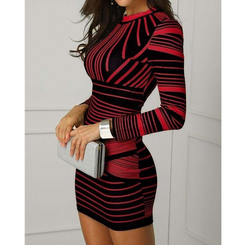 Retro Dress Hot Stretchy Printed Package Hip Bodycon Bandage Mini Dress Girls Short Sexy Club Party Pencil Dress