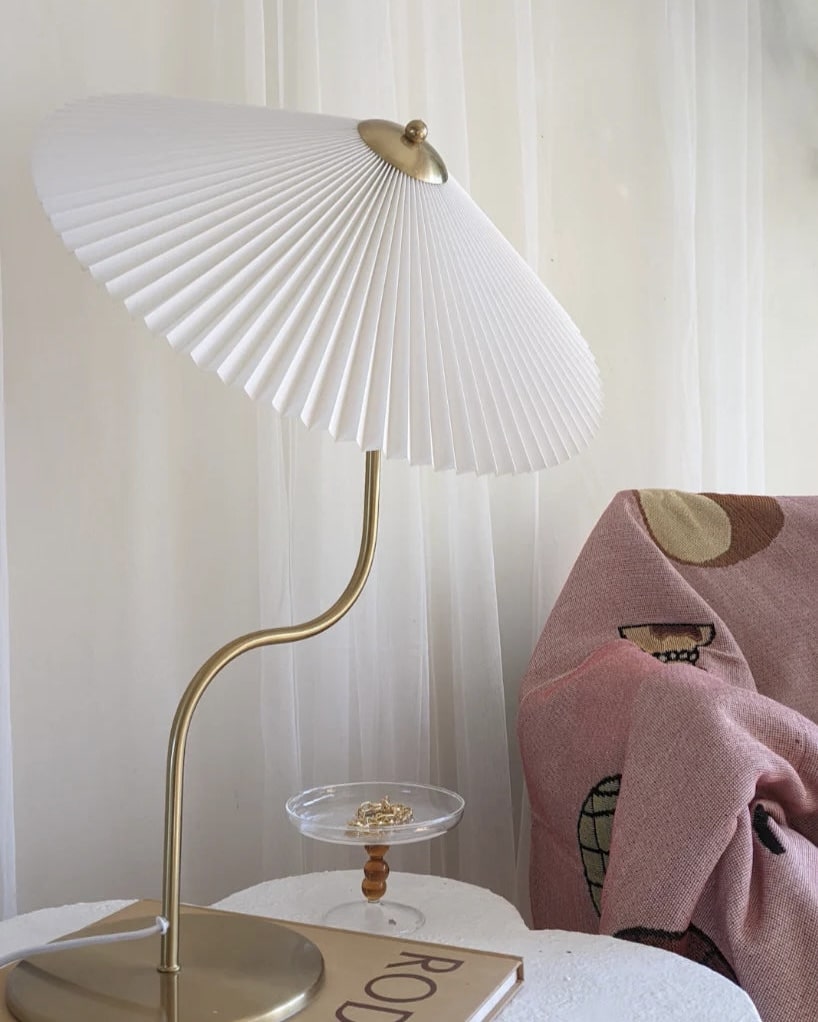 Pleated Brass Table Lamp