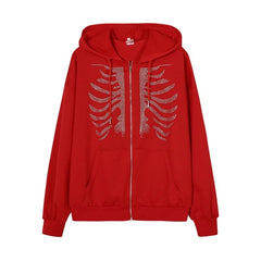 Y2K Rhinestone Skeleton Hoodie