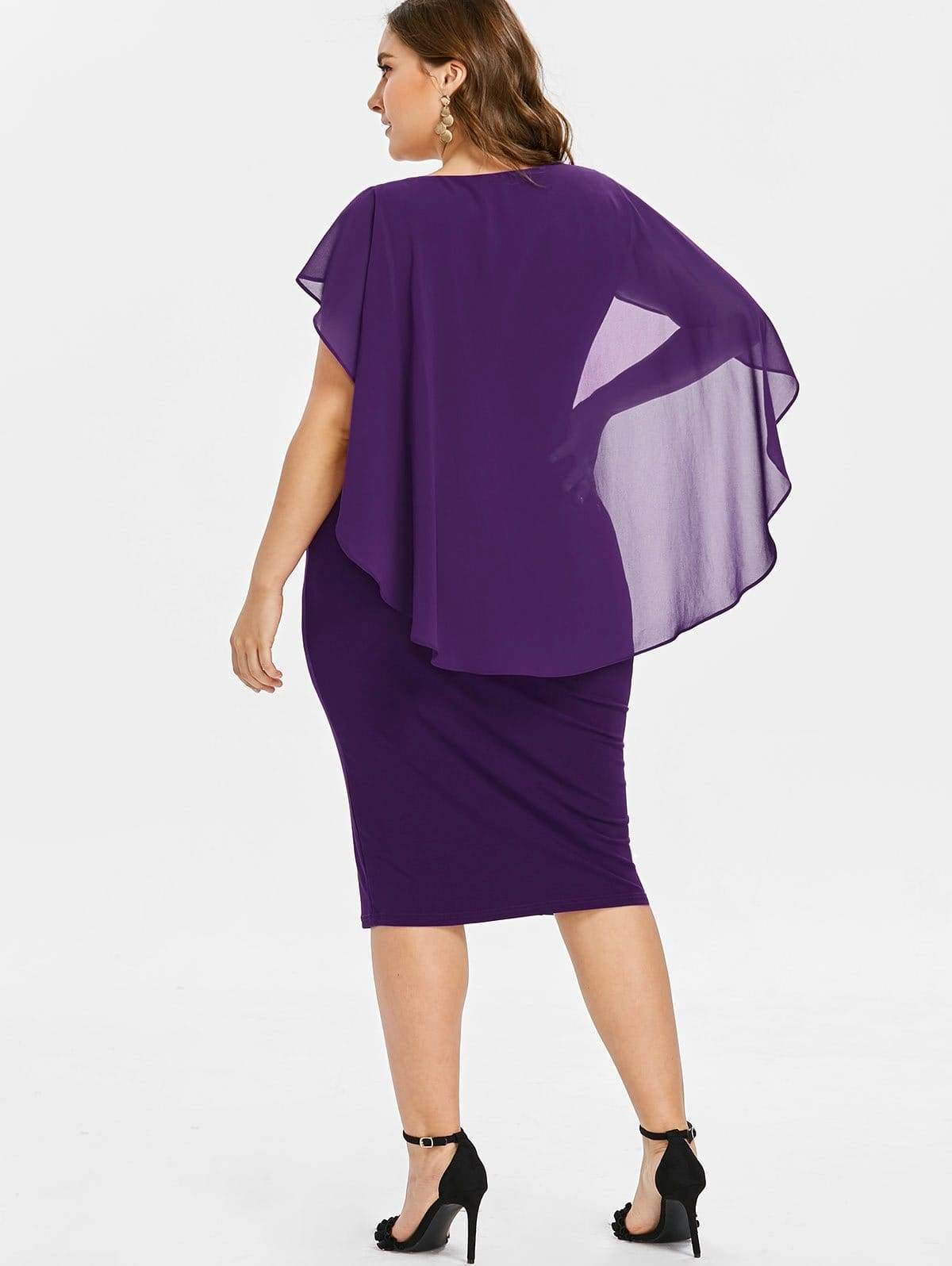 Clearance Rhinestone Ruched Embellished Capelet Dress O-Neck Sleeveless