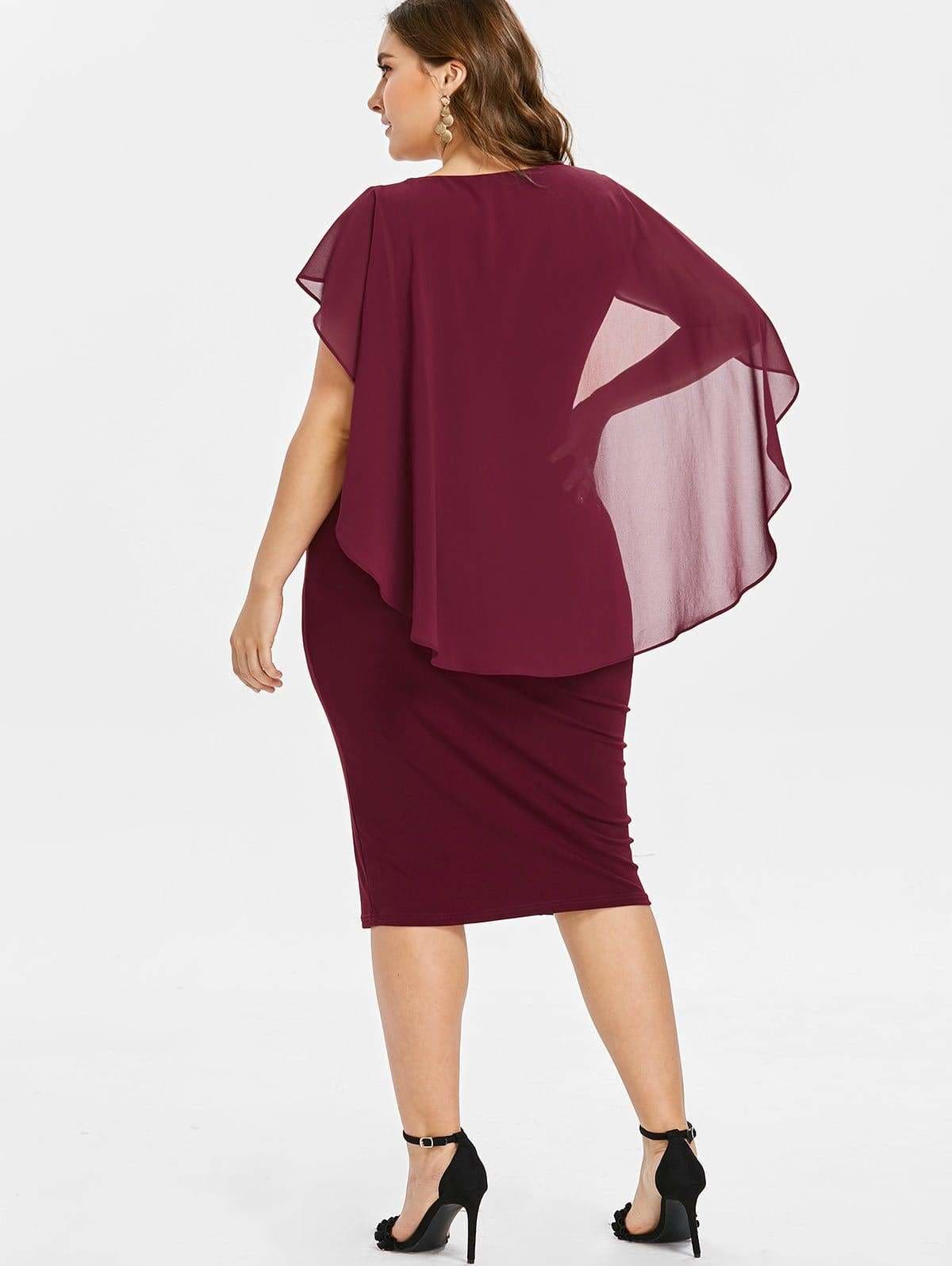 Clearance Rhinestone Ruched Embellished Capelet Dress O-Neck Sleeveless