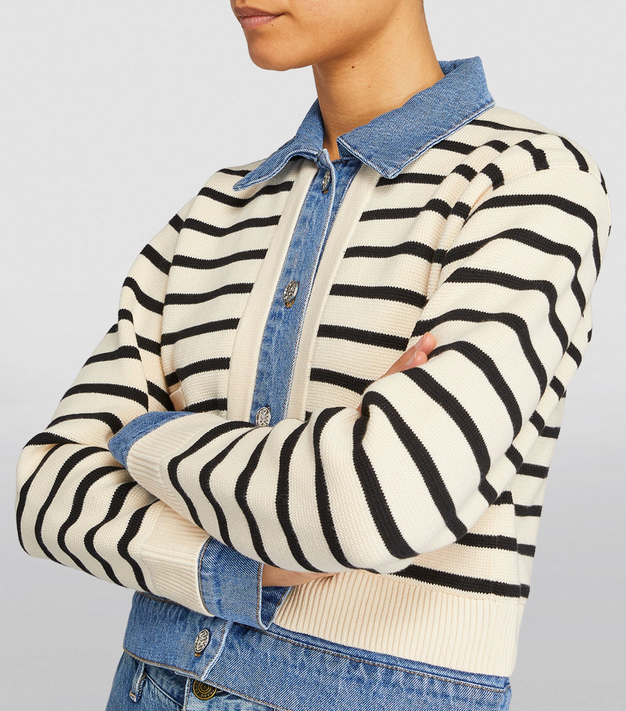 LAYERED LOOK STRIPED CARDIGAN