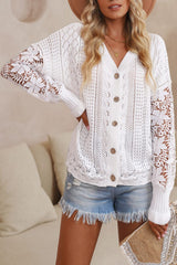 Moama White Lace Crochet Cardigan