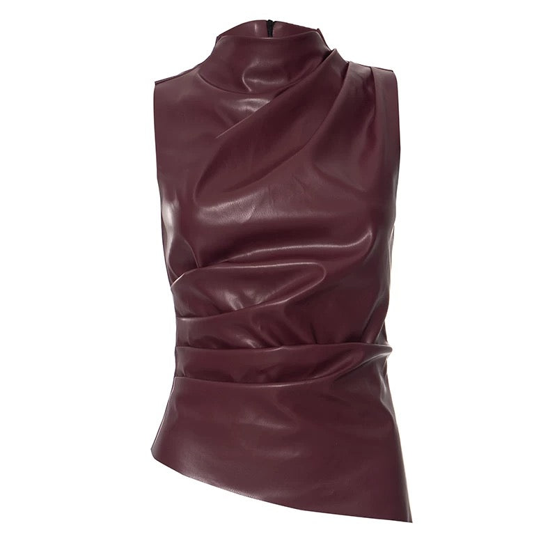 Burgundy Leather Tank Top
