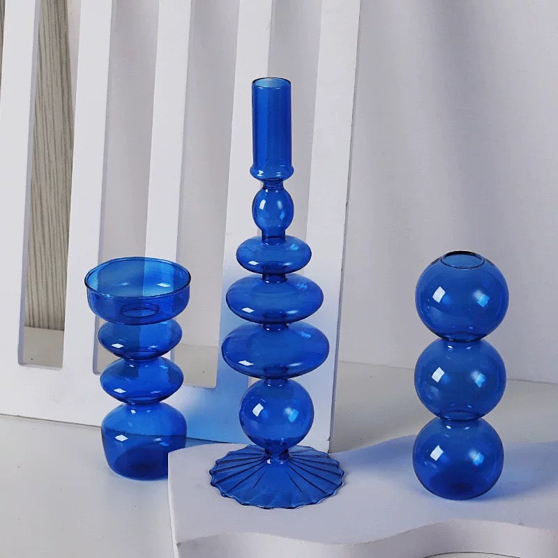 Blue Candle Holder Vase