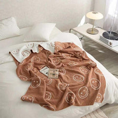 Smiley Face Blanket - Baby Blue