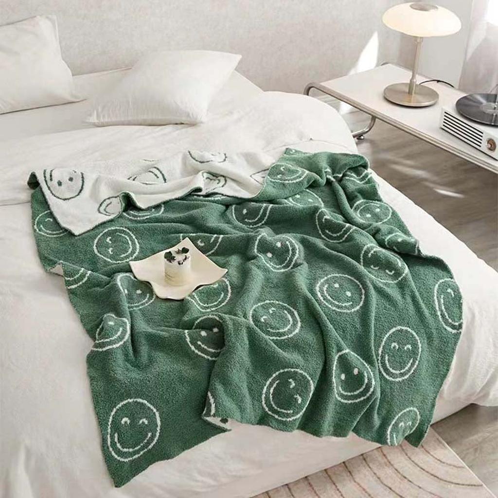 Smiley Face Blanket - Green
