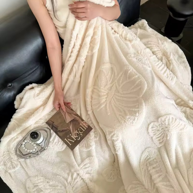 White Butterfly Flannel Blanket
