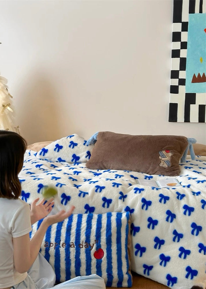 Blue Bow Duvet Cover Set