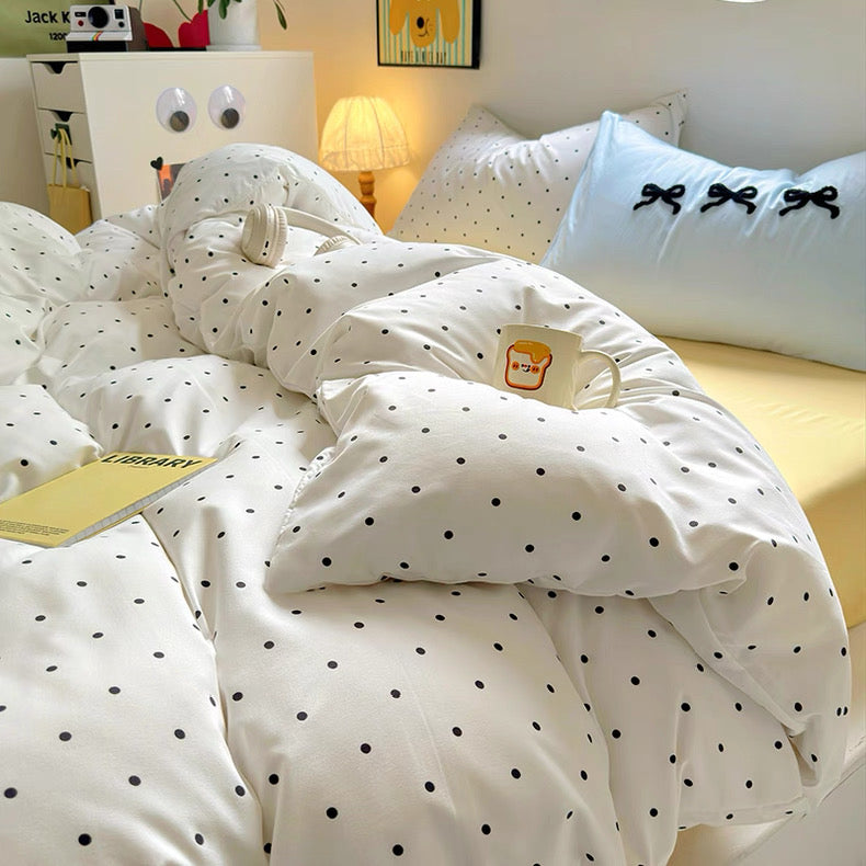 Yellow Polka Dot Bedding Set