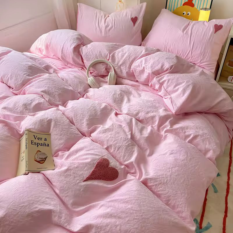 Pink Heart Pastel Bedding Set