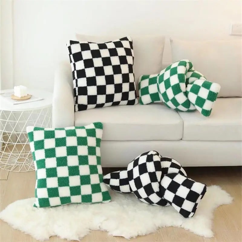Lamb Fleece Checkerboard Pillow