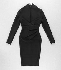Solid Color Dress Long Sleeve Large V-neck Bandage Dress