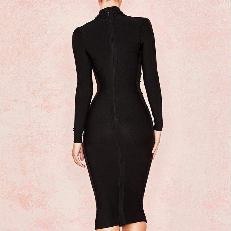 Solid Color Dress Long Sleeve Large V-neck Bandage Dress