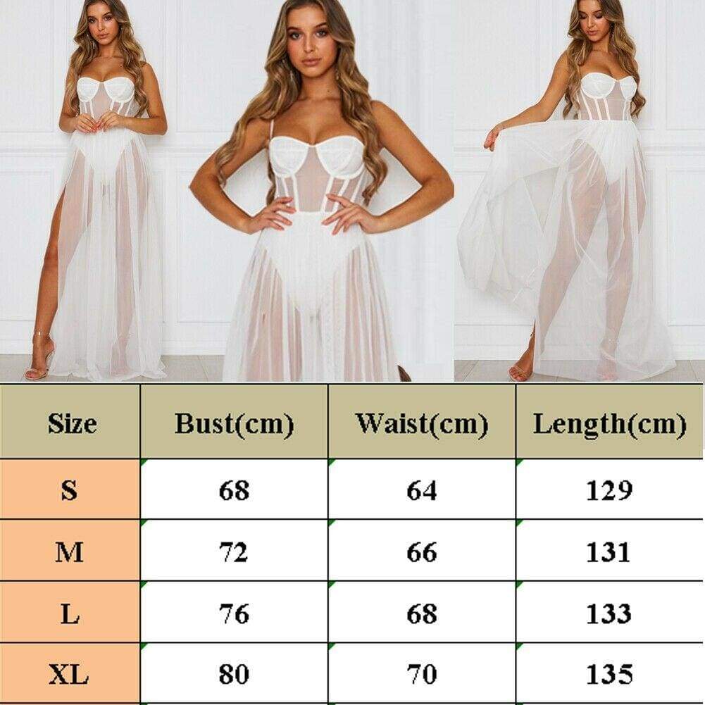 Summer Mesh Cover Ups Sundress Perspective Sleeveless Backless Casual Long Bathing Suit Beach Clothes
