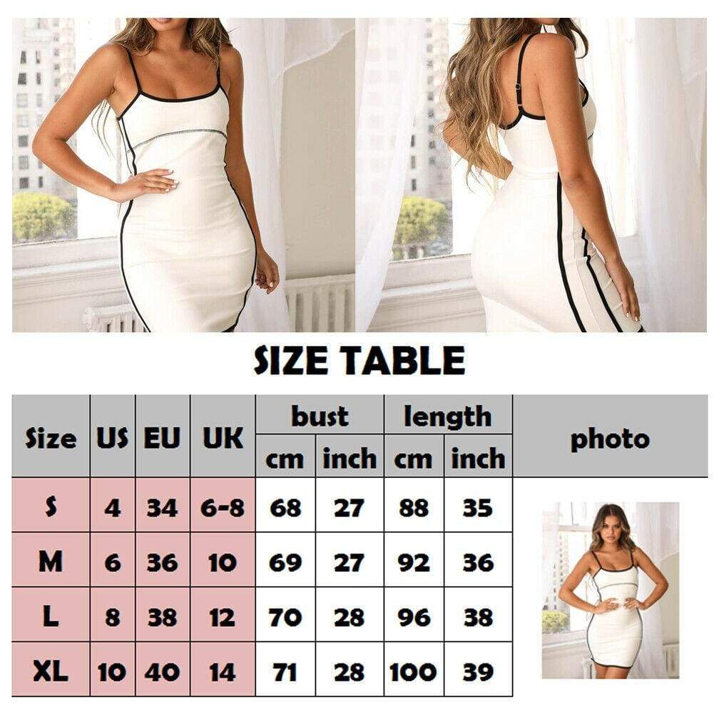 Summer Stretchy Bodycon Sleeveless Slim Fit Dress Ladies Casual Party Slip Mini Dress Beach Sundress