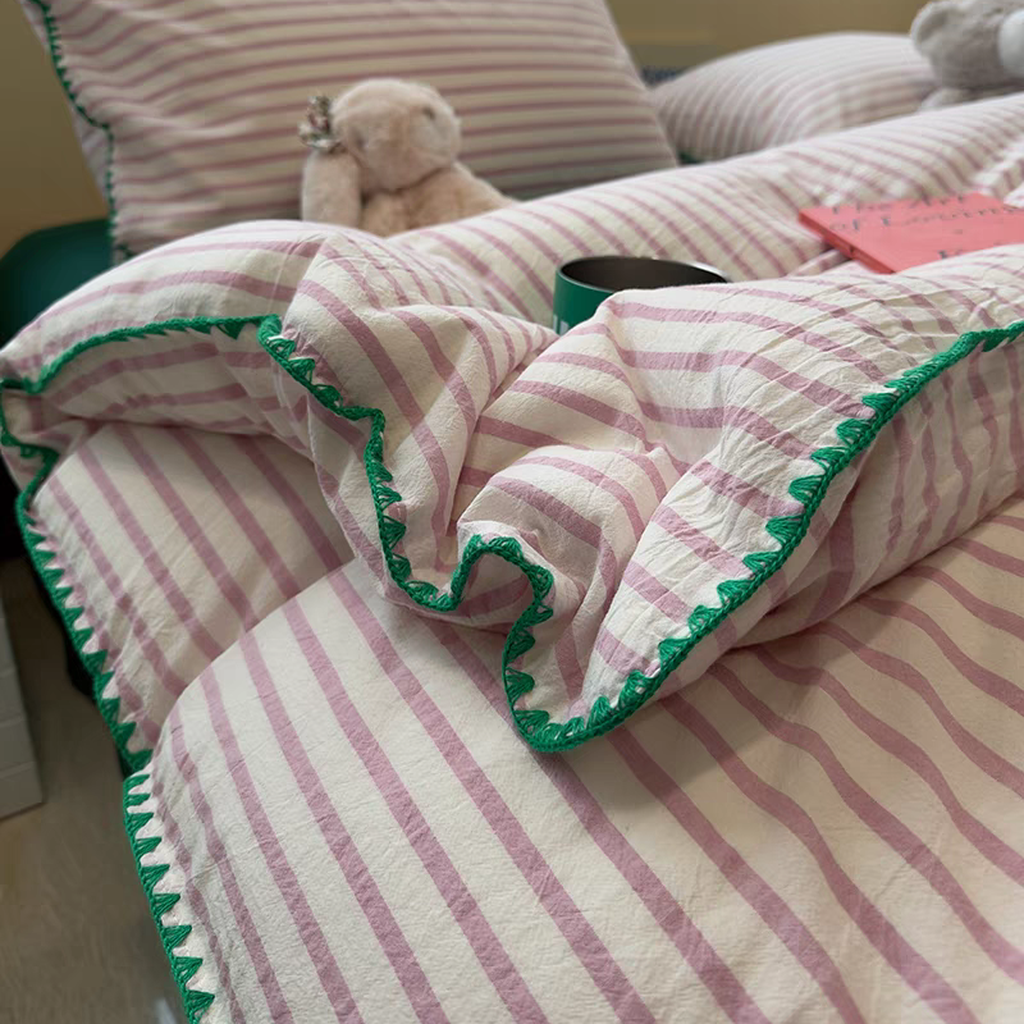Sweet Stripes Duvet Cover - Hot Pink